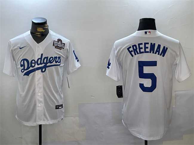 Men%27s Los Angeles Dodgers #5 Freddie Freeman White 2024 World Series Cool Base Stitched Baseball Jersey->los angeles dodgers->MLB Jersey